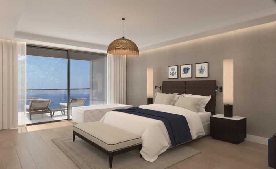 Otel süiti, deniz manzaralı yatak odası